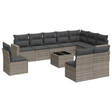 vidaXL 11 részes szürke polyrattan kerti ülőgarnitúra párnákkal (3251457) kerti bútor