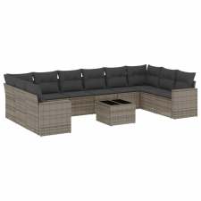 vidaXL 11 részes szürke polyrattan kerti ülőgarnitúra párnákkal (3251817) kerti bútor