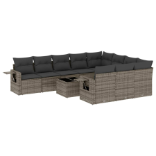 vidaXL 11 részes szürke polyrattan kerti ülőgarnitúra párnákkal (3253037) kerti bútor