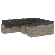 vidaXL 11 részes szürke polyrattan kerti ülőgarnitúra párnákkal (3258749) kerti bútor