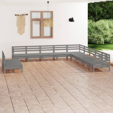 vidaXL 11 részes szürke tömör fenyőfa kerti ülőgarnitúra kerti bútor