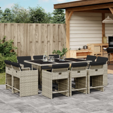 vidaXL 11 részes világosszürke polyrattan kerti ülőgarnitúra párnákkal kerti bútor