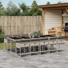 vidaXL 11 részes világosszürke polyrattan kerti ülőgarnitúra párnákkal kerti bútor