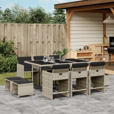 vidaXL 11 részes világosszürke polyrattan kerti ülőgarnitúra párnákkal kerti bútor