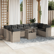 vidaXL 11 részes világosszürke polyrattan kerti ülőgarnitúra párnákkal kerti bútor