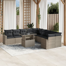 vidaXL 11 részes világosszürke polyrattan kerti ülőgarnitúra párnákkal kerti bútor