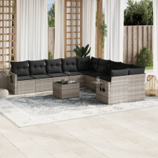 vidaXL 11 részes világosszürke polyrattan kerti ülőgarnitúra párnákkal kerti bútor
