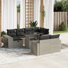 vidaXL 11 részes világosszürke polyrattan kerti ülőgarnitúra párnákkal kerti bútor