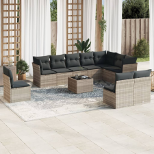 vidaXL 11 részes világosszürke polyrattan kerti ülőgarnitúra párnákkal kerti bútor