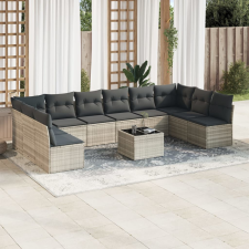 vidaXL 11 részes világosszürke polyrattan kerti ülőgarnitúra párnákkal kerti bútor