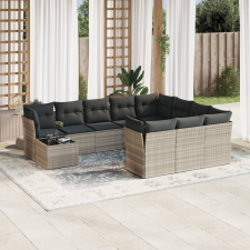 vidaXL 11 részes világosszürke polyrattan kerti ülőgarnitúra párnákkal kerti bútor