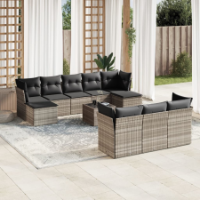 vidaXL 11 részes világosszürke polyrattan kerti ülőgarnitúra párnákkal kerti bútor