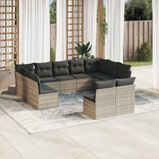 vidaXL 11 részes világosszürke polyrattan kerti ülőgarnitúra párnákkal kerti bútor