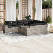 vidaXL 11 részes világosszürke polyrattan kerti ülőgarnitúra párnákkal kerti bútor
