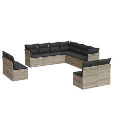 vidaXL 11 részes világosszürke polyrattan kerti ülőgarnitúra párnákkal (3217822) kerti bútor