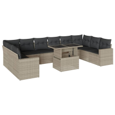 vidaXL 11 részes világosszürke polyrattan kerti ülőgarnitúra párnákkal (3267522) kerti bútor