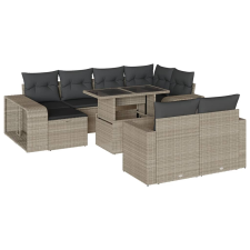 vidaXL 11 részes világosszürke polyrattan kerti ülőgarnitúra párnákkal (3274585) kerti bútor