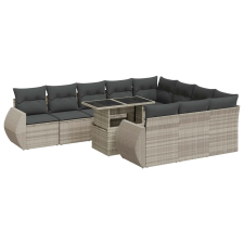 vidaXL 11 részes világosszürke polyrattan kerti ülőgarnitúra párnákkal (3326713) kerti bútor