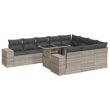 vidaXL 11 részes világosszürke polyrattan kerti ülőgarnitúra párnákkal (3326873) kerti bútor