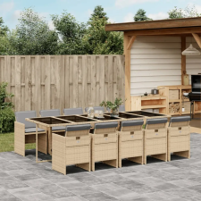 vidaXL 11részes vegyes bézs polyrattan kerti étkezőgarnitúra párnákkal kerti bútor
