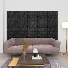 vidaXL 12 darab gyémántfekete 3D fali panel 50 x 50 cm 3 m² dekorburkolat