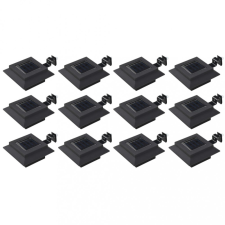 vidaXL 12 db fekete négyzet alakú kültéri napelemes LED lámpa 12 cm kültéri világítás