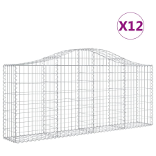 vidaXL 12 db íves horganyzott vas gabion kosár 200x30x80/100 cm (3145419) kerti tárolás
