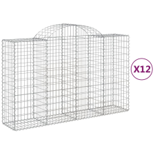vidaXL 12 db íves horganyzott vas gabion kosár 200x50x120/140 cm (3146351) kerti tárolás