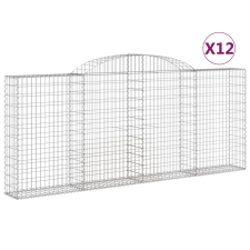 vidaXL 12 db íves horganyzott vas gabion kosár 300x30x120/140 cm (3146549) kerti tárolás