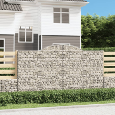 vidaXL 12 db íves horganyzott vas gabion kosár 300x50x160/180 cm kerti tárolás