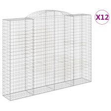 vidaXL 12 db íves horganyzott vas gabion kosár 300x50x220/240 cm (3146819) kerti tárolás