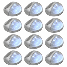 vidaXL 12 db kerek ezüstszínű kültéri napelemes LED falilámpa kültéri világítás