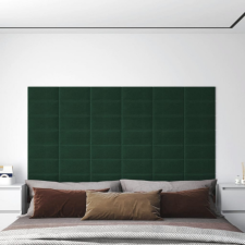 vidaXL 12 db sötétzöld szövet fali panel 30 x 15 cm 0,54 m² dekorburkolat