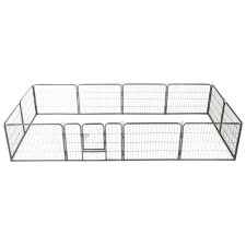 vidaXL 12 paneles fekete acél kutyakennel 80 x 60 cm szállítóbox, fekhely kutyáknak