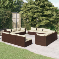 vidaXL 12 részes barna polyrattan kerti ülőgarnitúra párnákkal kerti bútor
