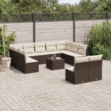 vidaXL 12 részes barna polyrattan kerti ülőgarnitúra párnákkal kerti bútor