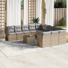 vidaXL 12 részes bézs polyrattan kerti ülőgarnitúra párnákkal kerti bútor