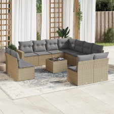 vidaXL 12 részes bézs polyrattan kerti ülőgarnitúra párnákkal kerti bútor