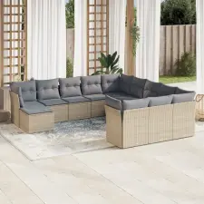 vidaXL 12 részes bézs polyrattan kerti ülőgarnitúra párnákkal kerti bútor