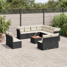 vidaXL 12 részes fekete polyrattan kerti ülőgarnitúra párnákkal kerti bútor