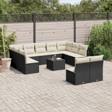 vidaXL 12 részes fekete polyrattan kerti ülőgarnitúra párnákkal kerti bútor