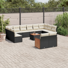 vidaXL 12 részes fekete polyrattan kerti ülőgarnitúra párnákkal kerti bútor