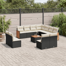 vidaXL 12 részes fekete polyrattan kerti ülőgarnitúra párnákkal kerti bútor