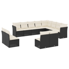 vidaXL 12 részes fekete polyrattan kerti ülőgarnitúra párnákkal (3218466) kerti bútor