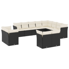 vidaXL 12 részes fekete polyrattan kerti ülőgarnitúra párnákkal (3218526) kerti bútor