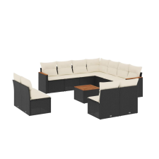 vidaXL 12 részes fekete polyrattan kerti ülőgarnitúra párnákkal (3226091) kerti bútor