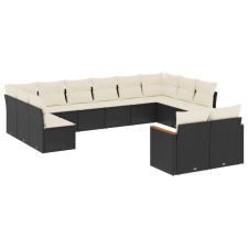 vidaXL 12 részes fekete polyrattan kerti ülőgarnitúra párnákkal (3226441) kerti bútor