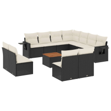 vidaXL 12 részes fekete polyrattan kerti ülőgarnitúra párnákkal (3256952) kerti bútor