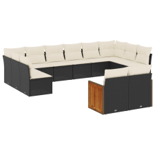 vidaXL 12 részes fekete polyrattan kerti ülőgarnitúra párnákkal (3260523) kerti bútor