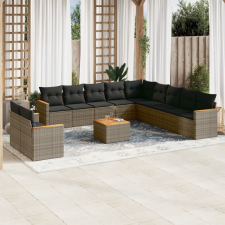 vidaXL 12 részes szürke polyrattan kerti ülőgarnitúra párnákkal kerti bútor